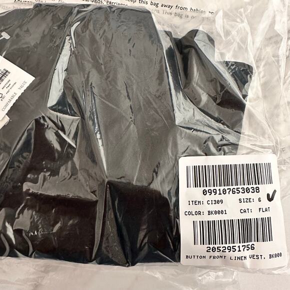 J CREW Button Front Linen Blend Vest Black Size 6 NWT Preppy Academia - Picture 6 of 6